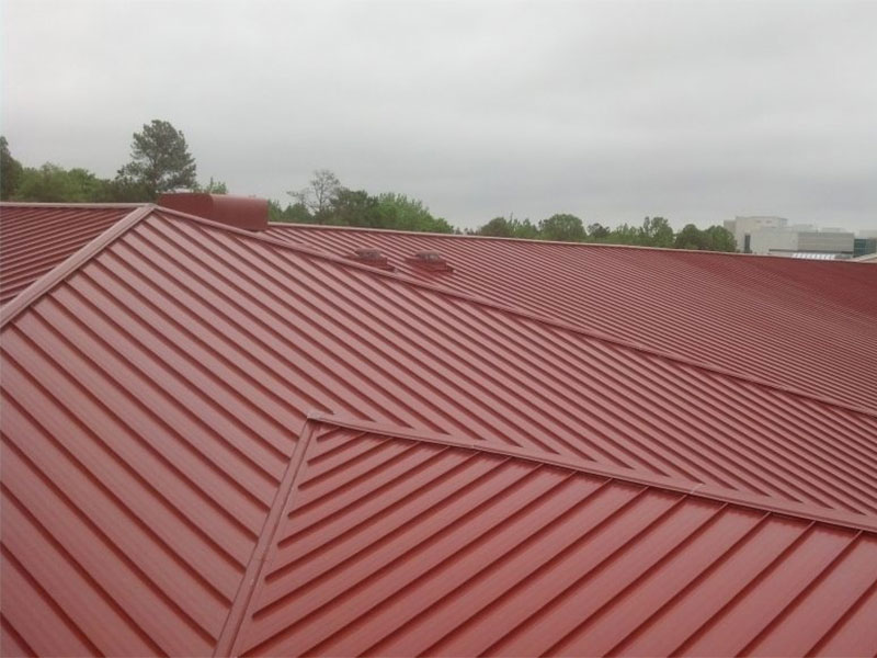Red metal roofing