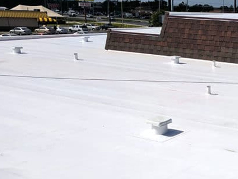White commercial TPO roofing system